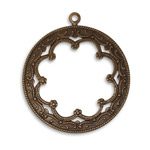 Vintaj Natural Brass Framed Scrollwork Pendant 35x40mm