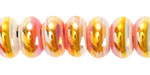 Peaches & Cream Banded Resin Large-Hole Rondelle 8x14mm