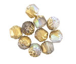 Czech Glass Matte Crystal AB w/ Gold Lantern 8mm