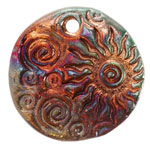 Xaz Raku Flash Sun and Swirling Crescent Moon Medallion Focal 44-46mm