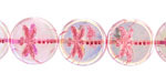 Czech Glass Crystal AB w/ Metallic Pink Dragonfly Coin 17mm