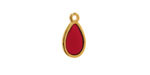 24K Gold (Plated) Transparent Ruby Red Resin Drop Focal 8x15mm