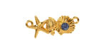 24K Gold (plated) Navy Blue Glitter Enamel Sea Elements Focal Link 26x11mm