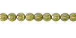 Czech Glass Matte Peridot w/ Golden AB & Gold Faceted Melon Round 6mm