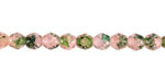 Czech Glass Pink & Green Crackle Fire Polished Round 6mm