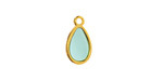 24K Gold (Plated) Transparent Sea Green Resin Drop Focal 8x15mm