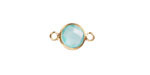 Sea Blue Opal Crystal Round Link in Gold Finish Bezel 14.5x8.5mm