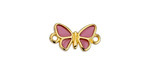 24K Gold (plated) Framed Transparent Pink Butterfly Focal Link 17.5x10mm