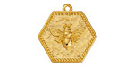 24K Gold (plated) Hexagon Bee Seal Focal 21x22mm