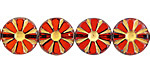 Czech Glass Campfire Picasso w/ Gold Flower Window Coin 12mm