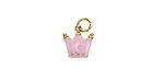 18k Gold (plated) Pink Enamel Crown Focal 9.5x10.5mm