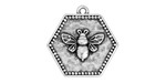 Antique Silver (plated) Hexagon Bee Seal Focal 21x22mm