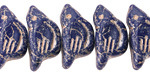 Czech Glass Dark Indigo w/ Platinum Bird 11x22mm