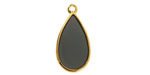 24K Gold (Plated) Transparent Jet Resin Drop Focal 13x23mm