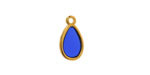 24K Gold (Plated) Transparent Cobalt Blue Resin Drop Focal 8x15mm