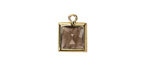 Smoky Quartz w/ Gold Finish Faceted Square Focal 10x13mm