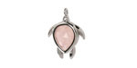 Rose Quartz w/ Silver Finish Sea Turtle Focal 15x19mm