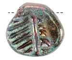 Mykonos Ceramic Iridescent Copper Patina Fossil Pendant 42x37mm