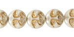 Czech Glass Ivory w/ Gold Moon Face 13mm