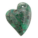 Malachite & Pyrite Sweeping Right Heart Pendant 35x44mm
