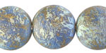 Czech Glass Laser Etched Matte Earth AB Puff Coin 20mm
