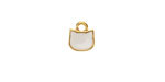 24K Gold (plated) White Enamel Cat Head Focal 8x9mm