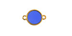 24K Gold (Plated) Transparent Cobalt Blue Resin Round Focal Link 12x17mm