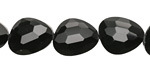 Black Obsidian Microfaceted Puff Pear 13x16mm