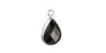 Jet Crystal Teardrop in Silver Finish Bezel 10.5x18mm