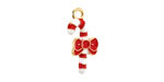 Enamel Candy Cane w/ Red Bow Focal 10x20.5mm