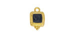 24K Gold (plated) Jet Pearl Enamel Beaded Square Focal 10x16mm