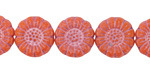 Czech Glass Pumpkin w/ Pink Wash Sunflower 13mm