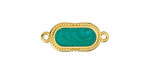 24K Gold (plated) Emerald Pearl Enamel Oval Focal Link 23x10mm