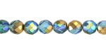 Czech Glass Aquamarine AB w/ Gold Fire Polished Round 8mm