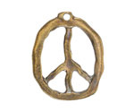 Mykonos Antique Brass (plated) Peace Sign Pendant 27x34mm