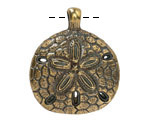 Mykonos Antique Brass (plated) Large Sand Dollar Focal 31x36mm