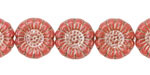 Czech Glass Desert Rose w/ Platinum Sunflower 13mm