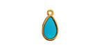 24K Gold (Plated) Transparent Turquoise Resin Drop Focal 8x15mm