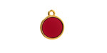 24K Gold (Plated) Transparent Ruby Red Resin Round Focal 12x14mm