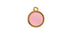 24K Gold (Plated) Transparent Rose Resin Round Focal 12x14mm