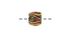 Nepalese Brass Bead w/ Turquoise Dots & Coral Mosaic Plumes 8x9mm