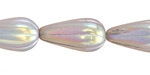 Czech Glass Opal AB w/ Mercury Finish Melon Teardrop 23x12mm