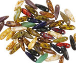 Czech Glass Multi-Color Mix Picasso Dagger 3x11mm