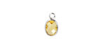 Yellow Crystal Oval Drop in Silver Finish Bezel 6x8mm