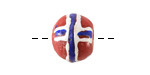 African Powder Glass Red w/ Blue & White Banding King Bead 11-13mm