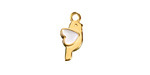 24K Gold (plated) White Enamel Love Bird Focal 12x13.5mm