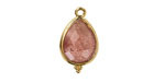 Strawberry Quartz w/ Gold Finish Faceted Teardrop Focal 12x21mm