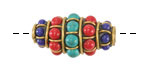 Nepalese Brass w/ Coral, Turquoise & Lapis Rice 30x16mm