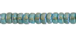 Czech Glass Textured Aquamarine AB w/ Gold Wash Heishi 3x6mm