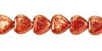 Czech Glass Ruby Red w/ Gold Wash Heart 10mm